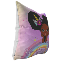 Thumbnail for The Be-YOU-tiful Unicorn Girl Pillow - Purple/Yellow