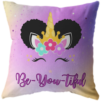 Thumbnail for The Be-YOU-tiful Afro Puffs Unicorn Pillow