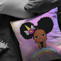 Thumbnail for The Be-YOU-tiful Unicorn Girl Pillow - Purple/Yellow
