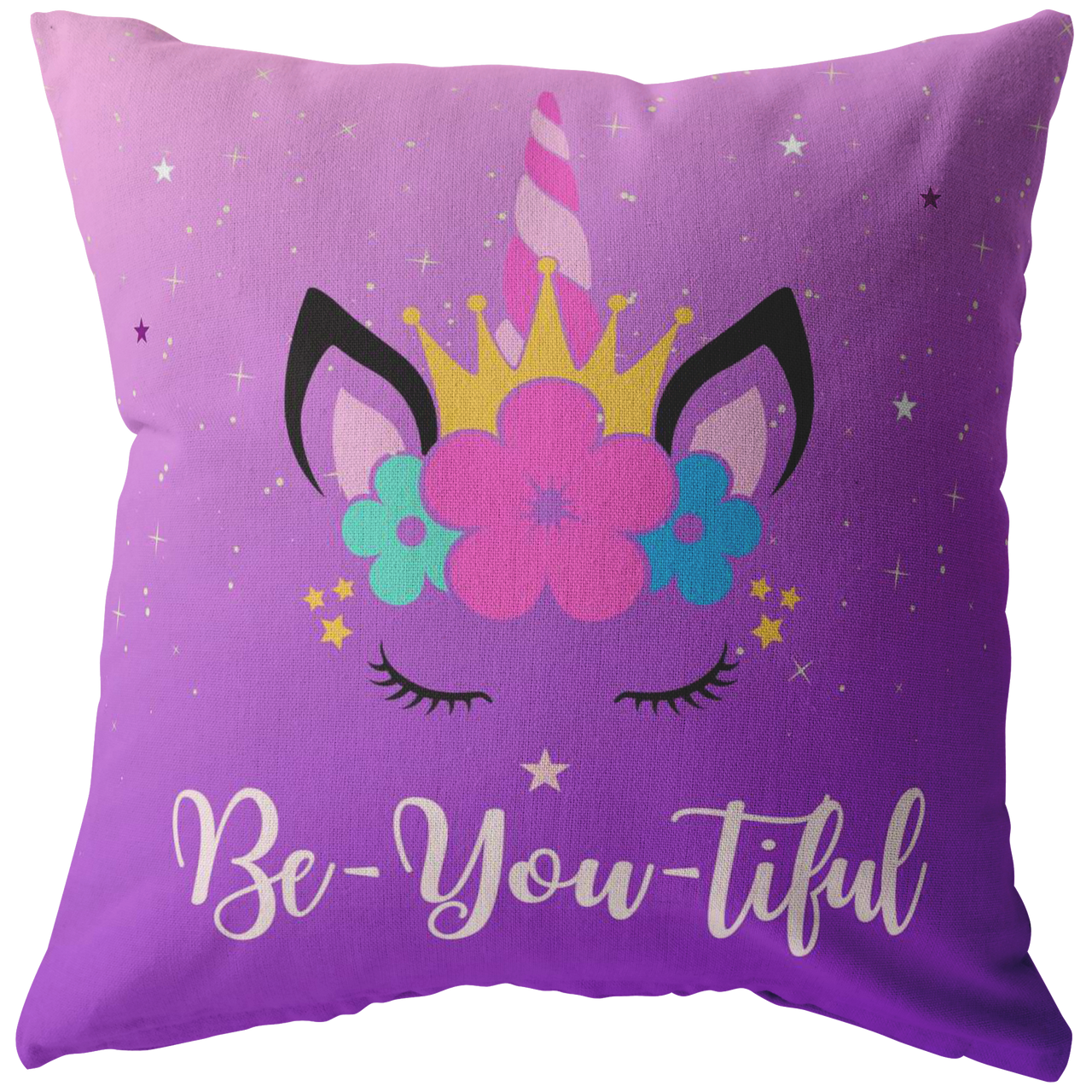 The Be-YOU-tiful Unicorn Pillow - Pink/Purple