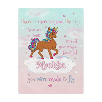Thumbnail for Made to Fly Black Unicorn Personalized Blanket with Your Name