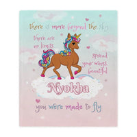 Thumbnail for Made to Fly Black Unicorn Personalized Blanket with Your Name