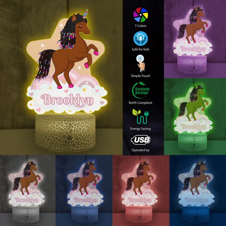 Personalized Unicorn LED Light, Kids Custom Multicolor Mode Light