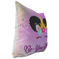 Thumbnail for The Be-YOU-tiful Afro Puffs Unicorn Pillow
