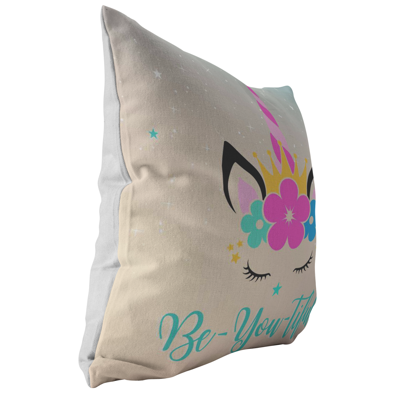 The Be-YOU-tiful Unicorn Pillow - Pink/Turquoise