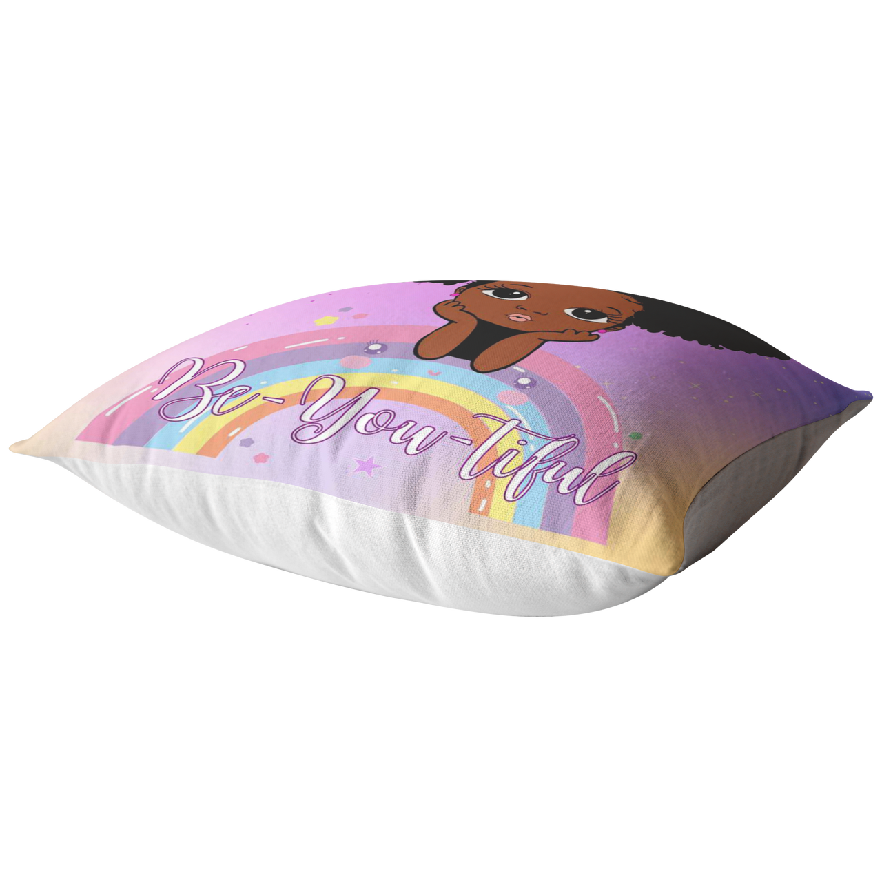 The Be-YOU-tiful Unicorn Girl Pillow - Purple/Yellow