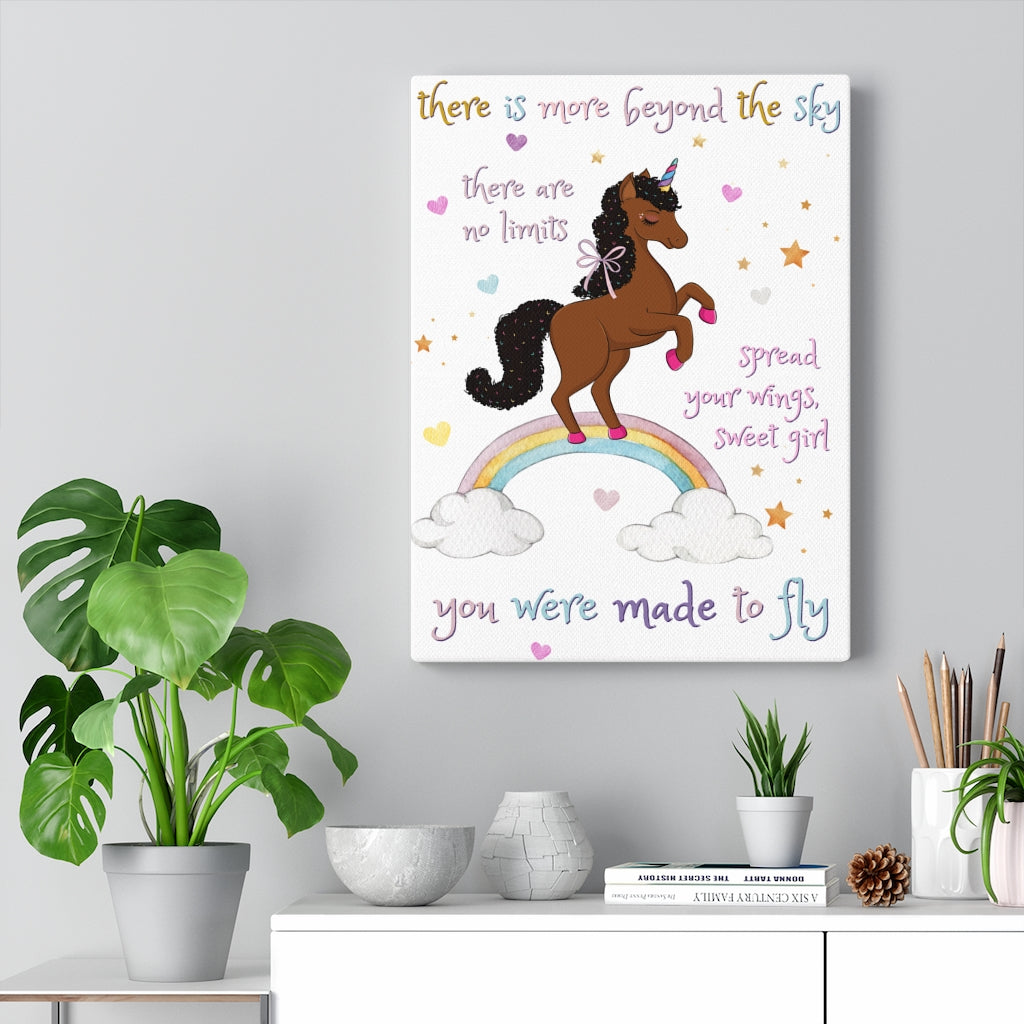 Made to Fly Melani Magic Unicorn 12-x16 White Canvas