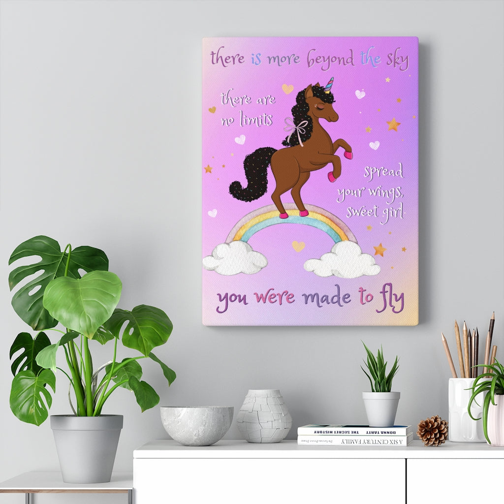 You Were Made to Fly Melani Magic 12x16 Unicorn Canvas Pink/Yellow