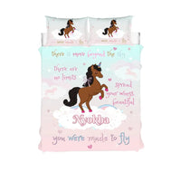 Thumbnail for Personalized Bedding Set, Black Unicorn 3-Piece Custom Duvet Cover Set