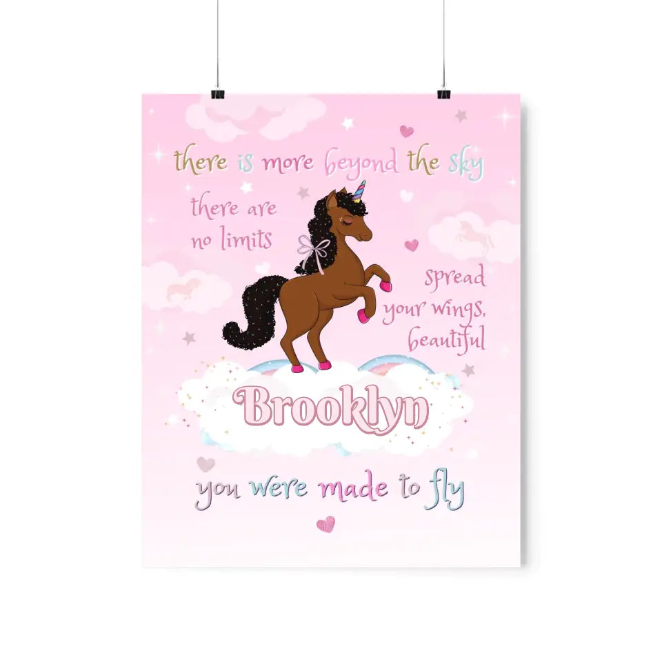 Personalized Brown Unicorn Poster Custom with Name