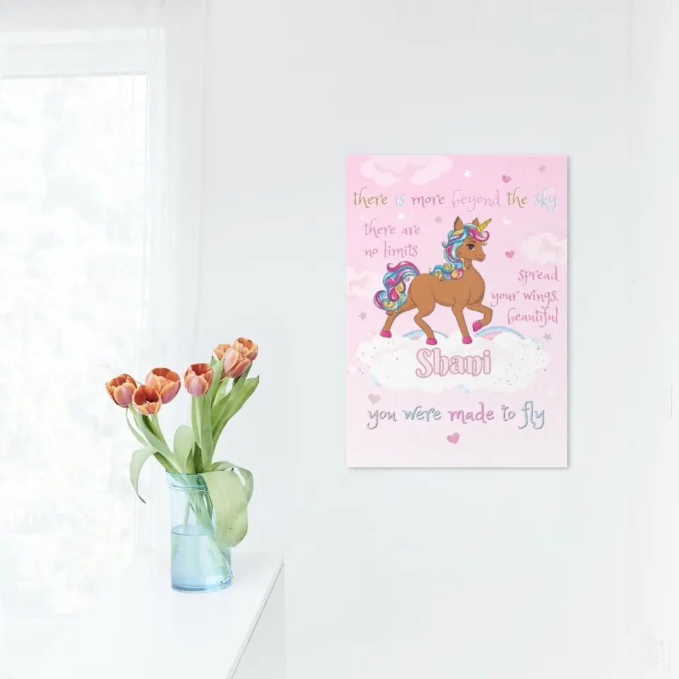 Personalized Brown Unicorn Poster Custom with Name