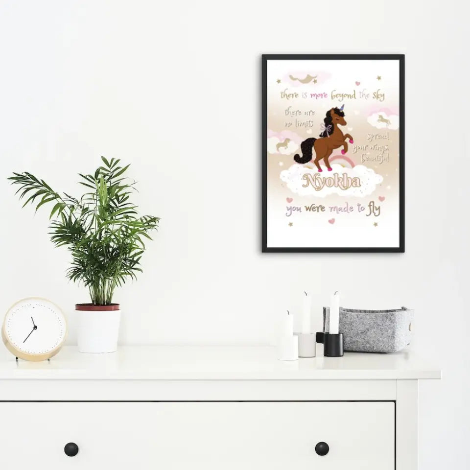 Personalized Brown Unicorn Poster Custom with Name