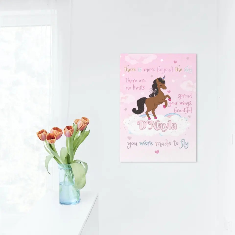 Personalized Brown Unicorn Poster Custom with Name