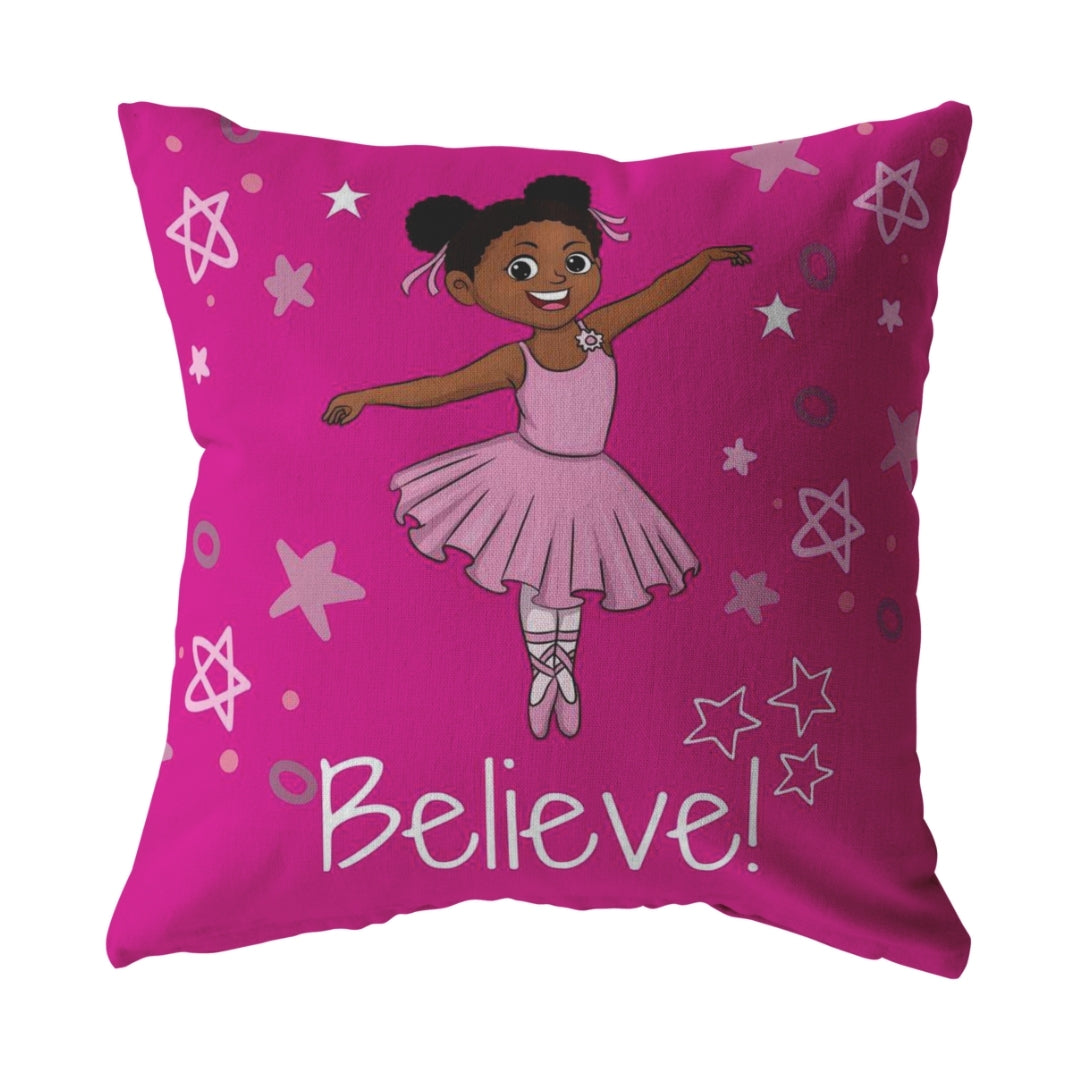 The I Believe Ballerina Throw Pillow