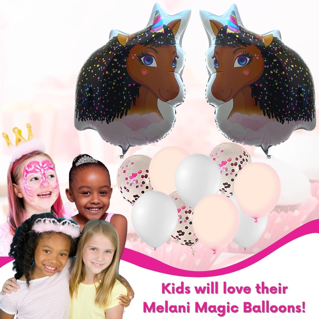 Melani Magic Brown Unicorn Balloons with bracelet and E-Book