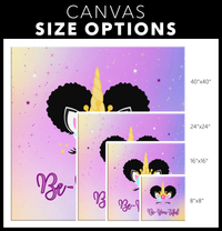 Thumbnail for The Afro Puff Unicorn Wall Canvas - Purple/Yellow