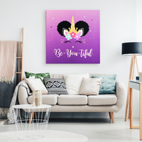 Thumbnail for The Afro Puff Unicorn Wall Canvas - Pink/Purple