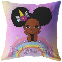 Thumbnail for The Be-YOU-tiful Unicorn Girl Pillow - Purple/Yellow