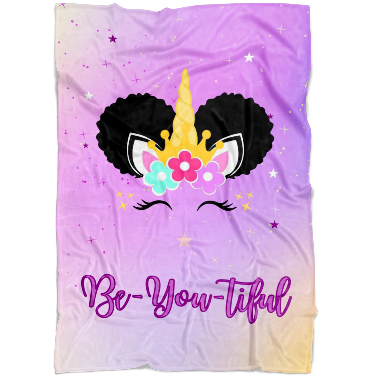 The Be-YOU-tiful Afro Puffs Unicorn Blanket